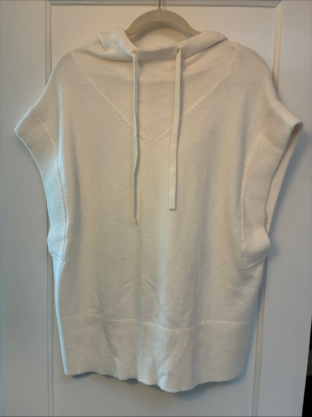 Cream Hooded Knit Poncho Sweater